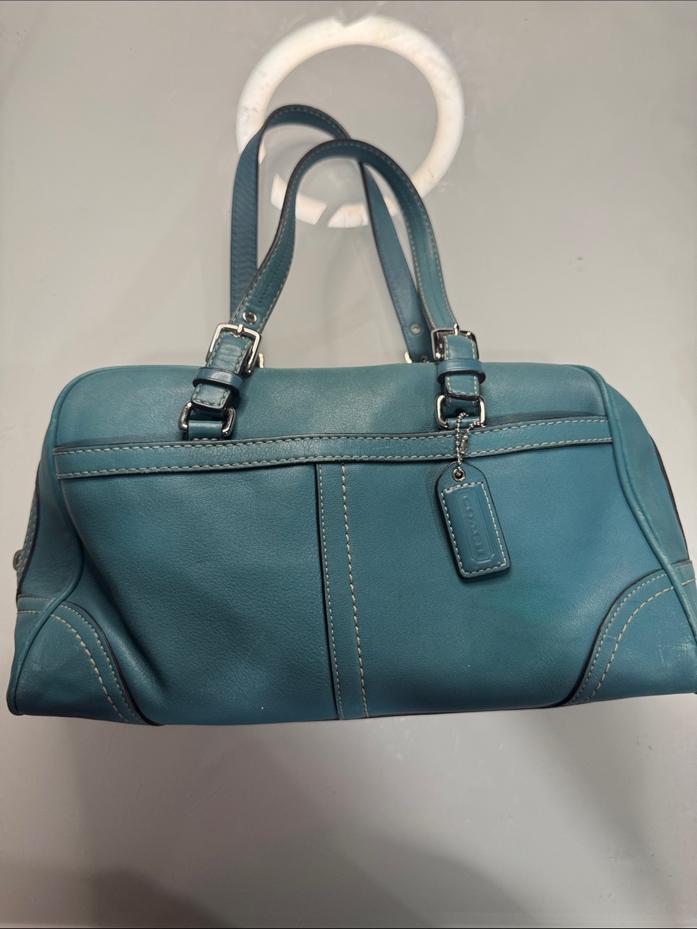 Coach Hamptons Teal Leather Satchel